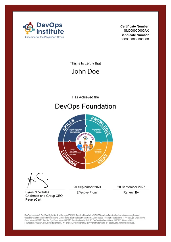 PRINCE2 Foundation certificate